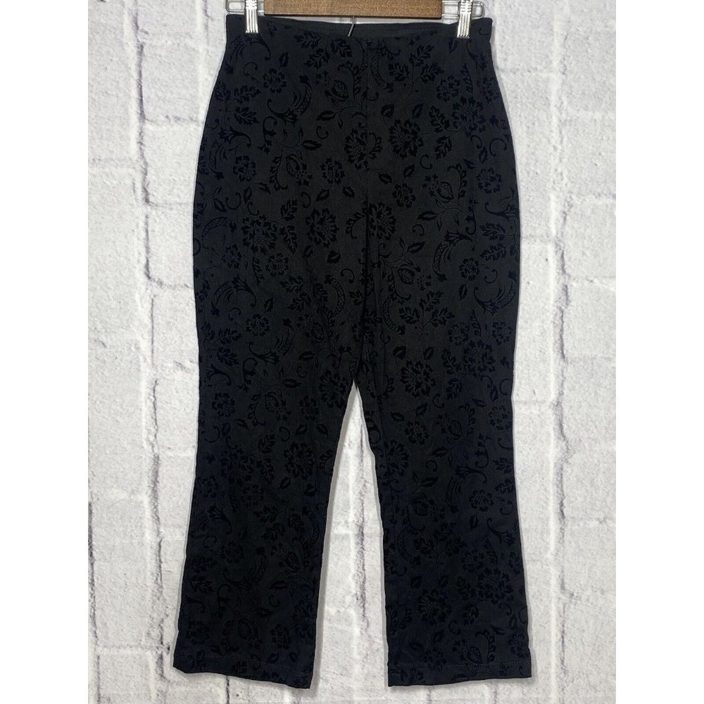 Equestrian Designs Women's Black Two Tone Floral Trouser Career Pants‎ Size S